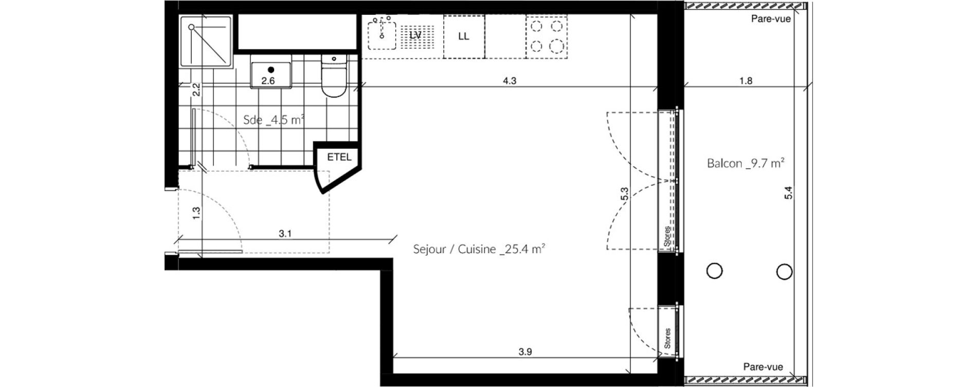 Appartement T1 de 29,90 m2 &agrave; Vigneux-Sur-Seine Les tours