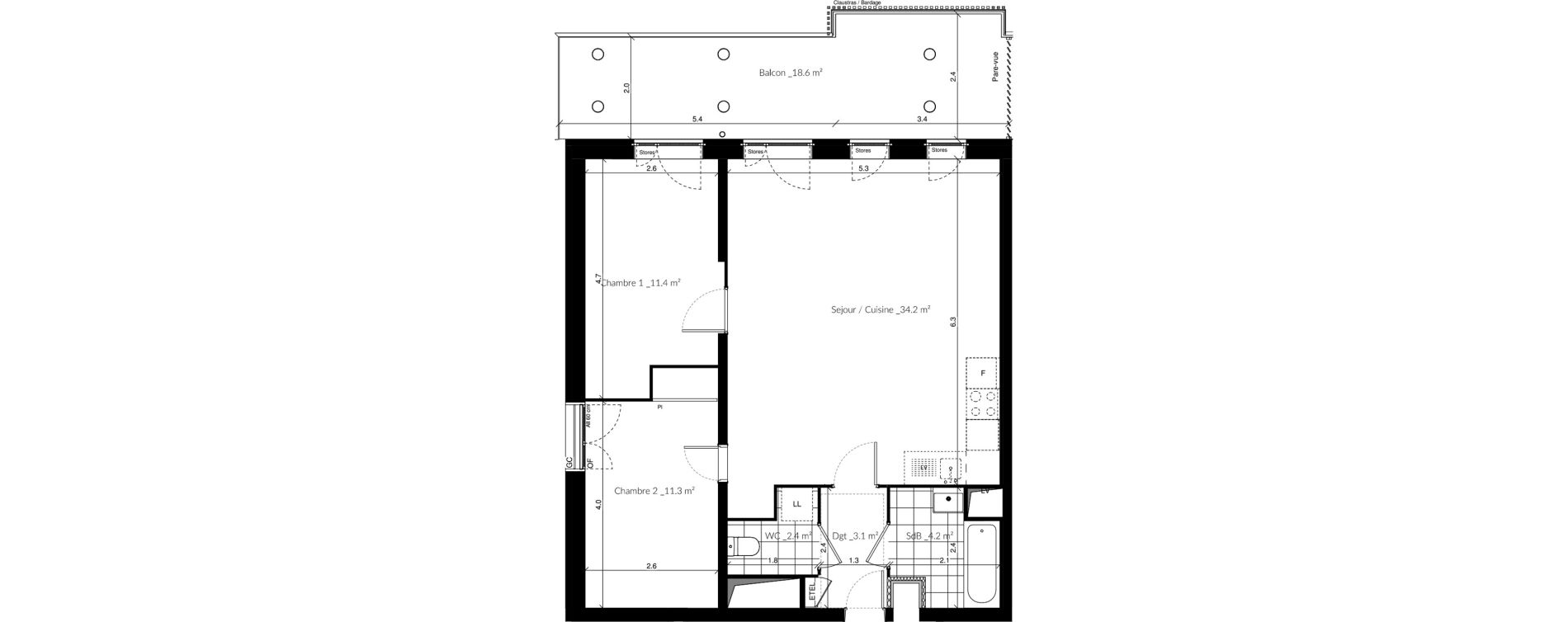 Appartement T3 de 66,50 m2 &agrave; Vigneux-Sur-Seine Les tours