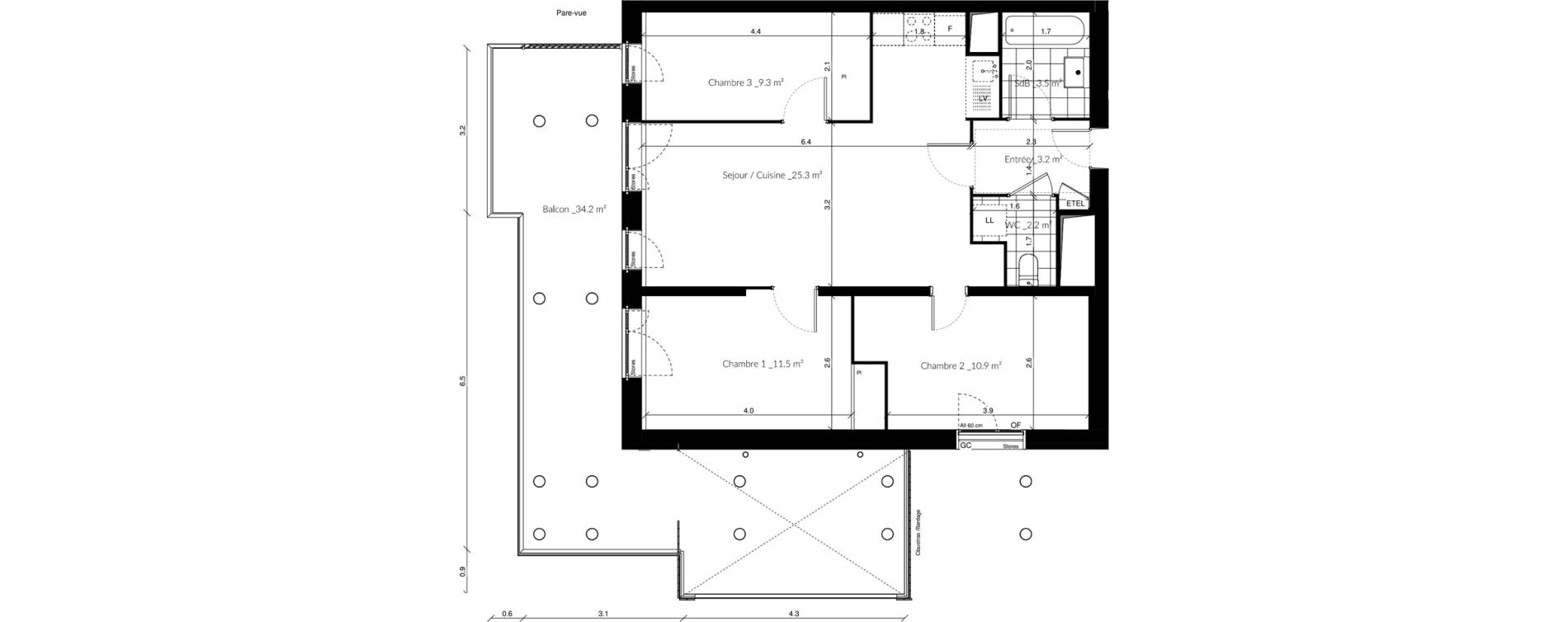 Appartement T4 de 65,90 m2 &agrave; Vigneux-Sur-Seine Les tours