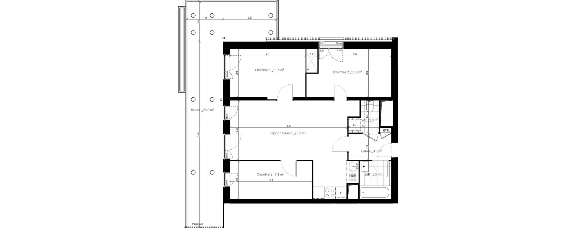Appartement T4 de 66,10 m2 &agrave; Vigneux-Sur-Seine Les tours