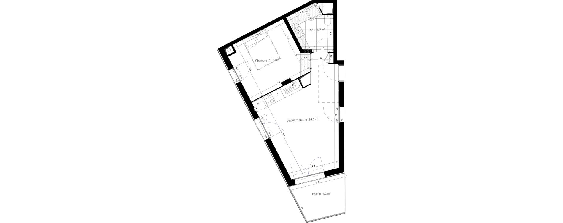Appartement T2 de 43,20 m2 &agrave; Vigneux-Sur-Seine Les tours