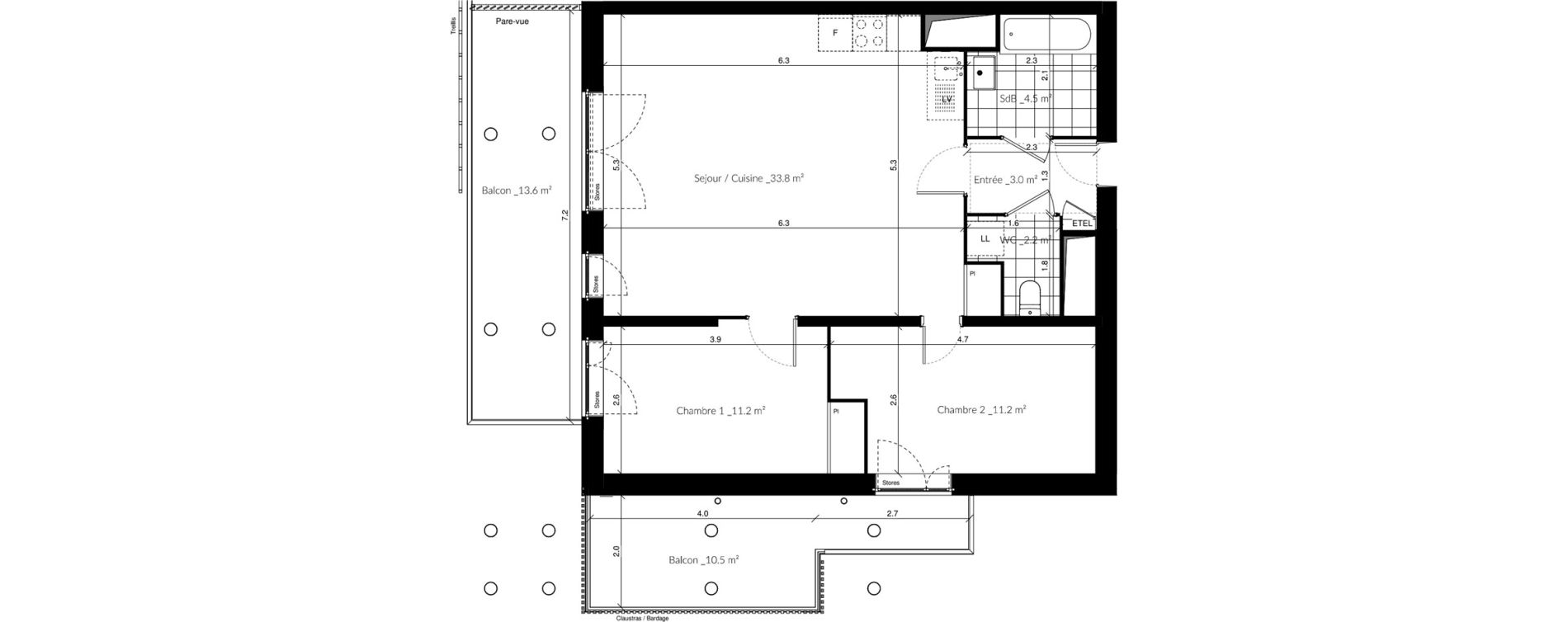 Appartement T3 de 65,90 m2 &agrave; Vigneux-Sur-Seine Les tours