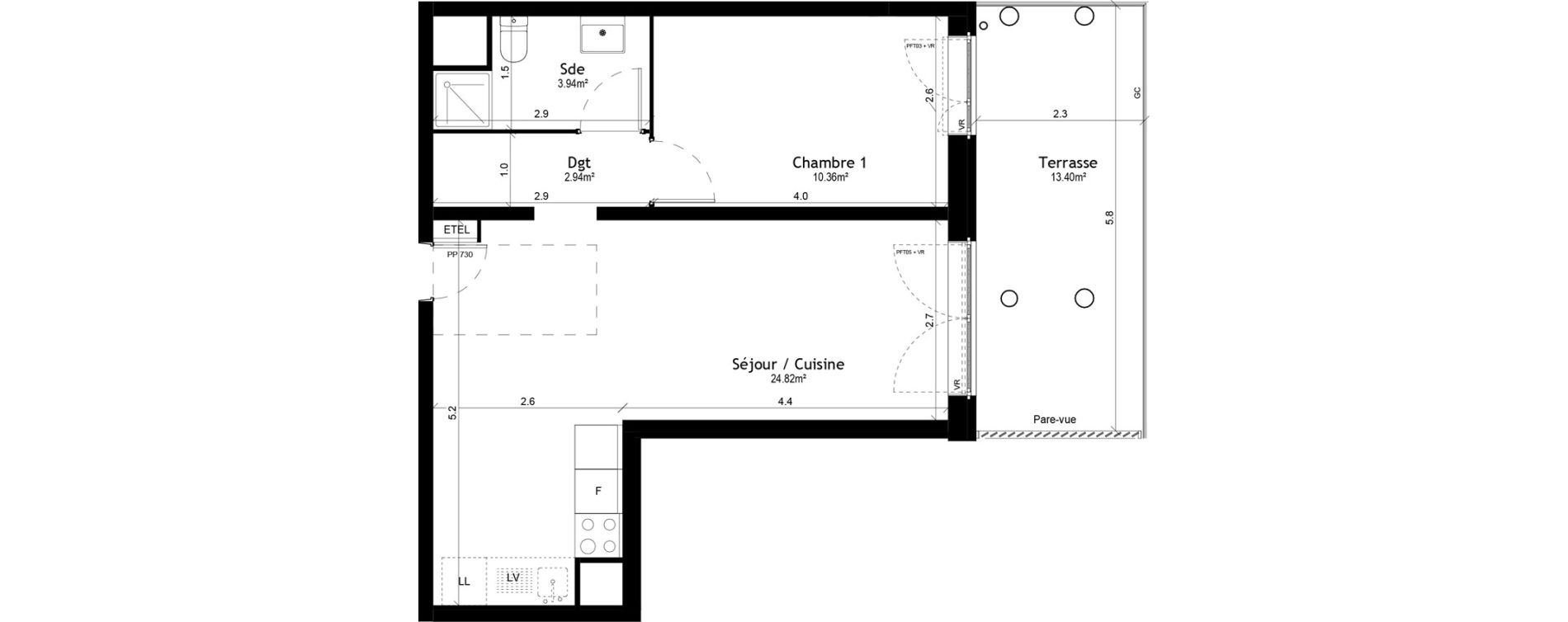 Appartement T2 de 42,06 m2 &agrave; Vigneux-Sur-Seine Les tours