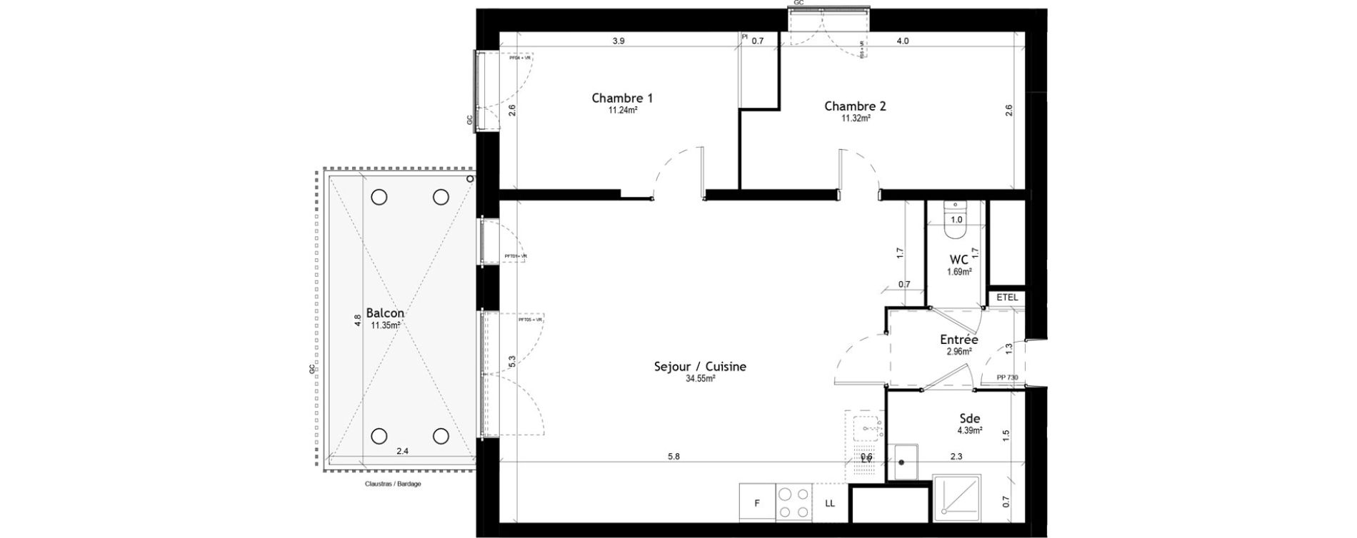 Appartement T3 de 66,15 m2 &agrave; Vigneux-Sur-Seine Les tours