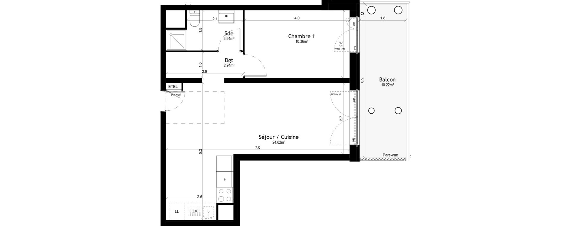 Appartement T2 de 42,06 m2 &agrave; Vigneux-Sur-Seine Les tours