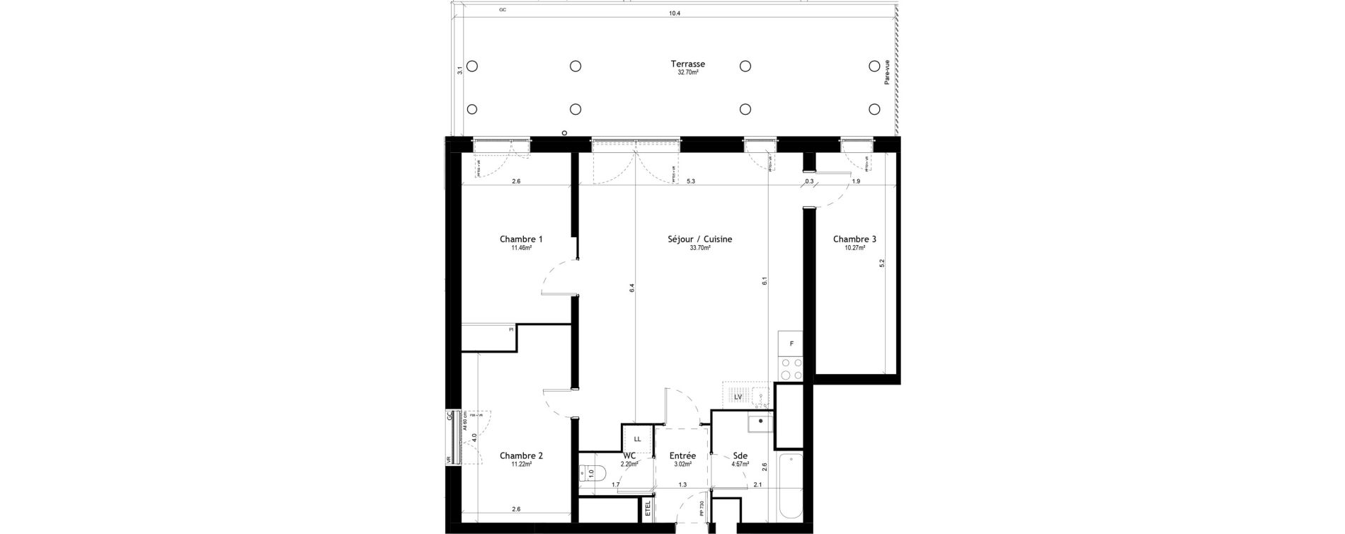 Appartement T4 de 76,44 m2 &agrave; Vigneux-Sur-Seine Les tours