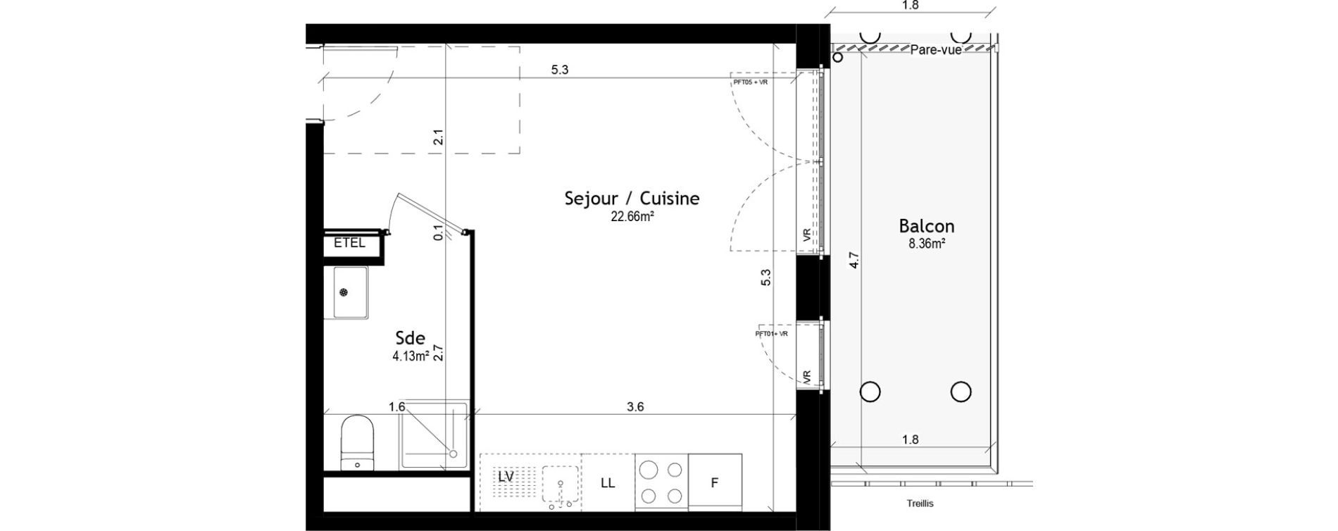 Appartement T1 de 26,79 m2 &agrave; Vigneux-Sur-Seine Les tours