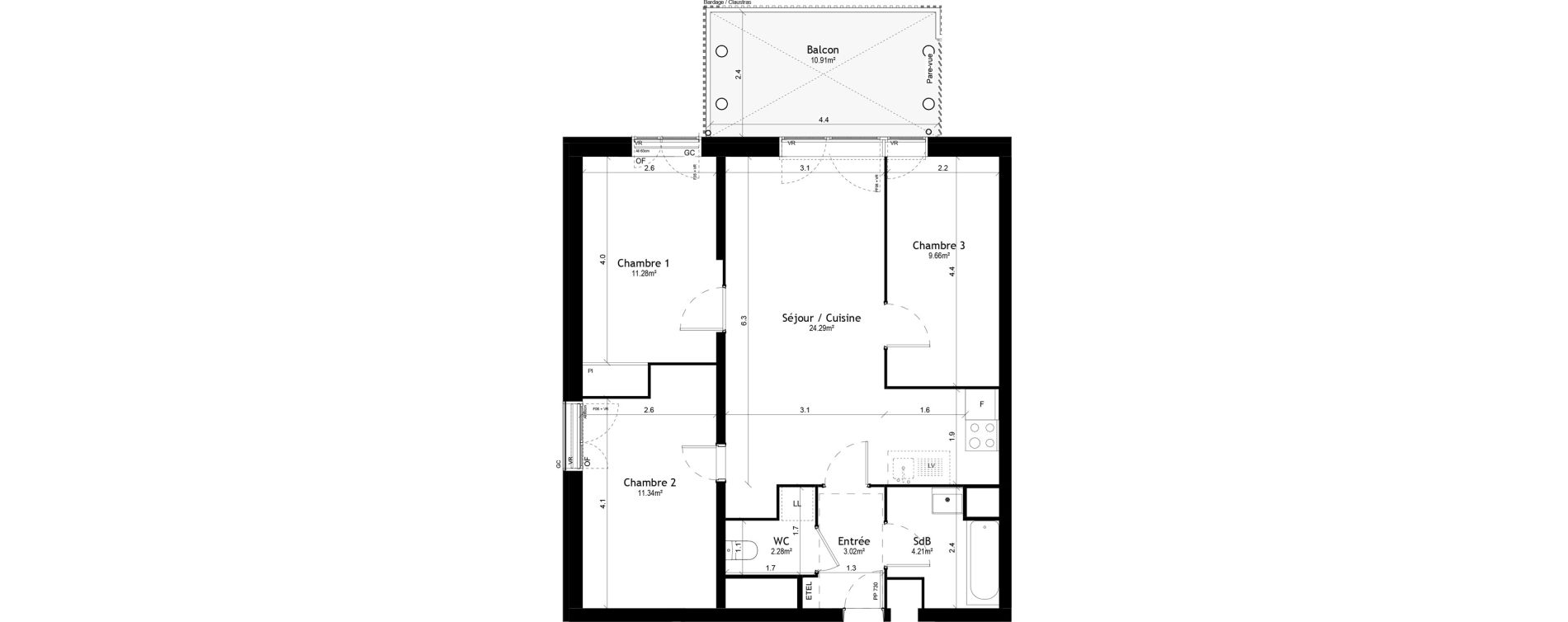 Appartement T4 de 66,08 m2 &agrave; Vigneux-Sur-Seine Les tours