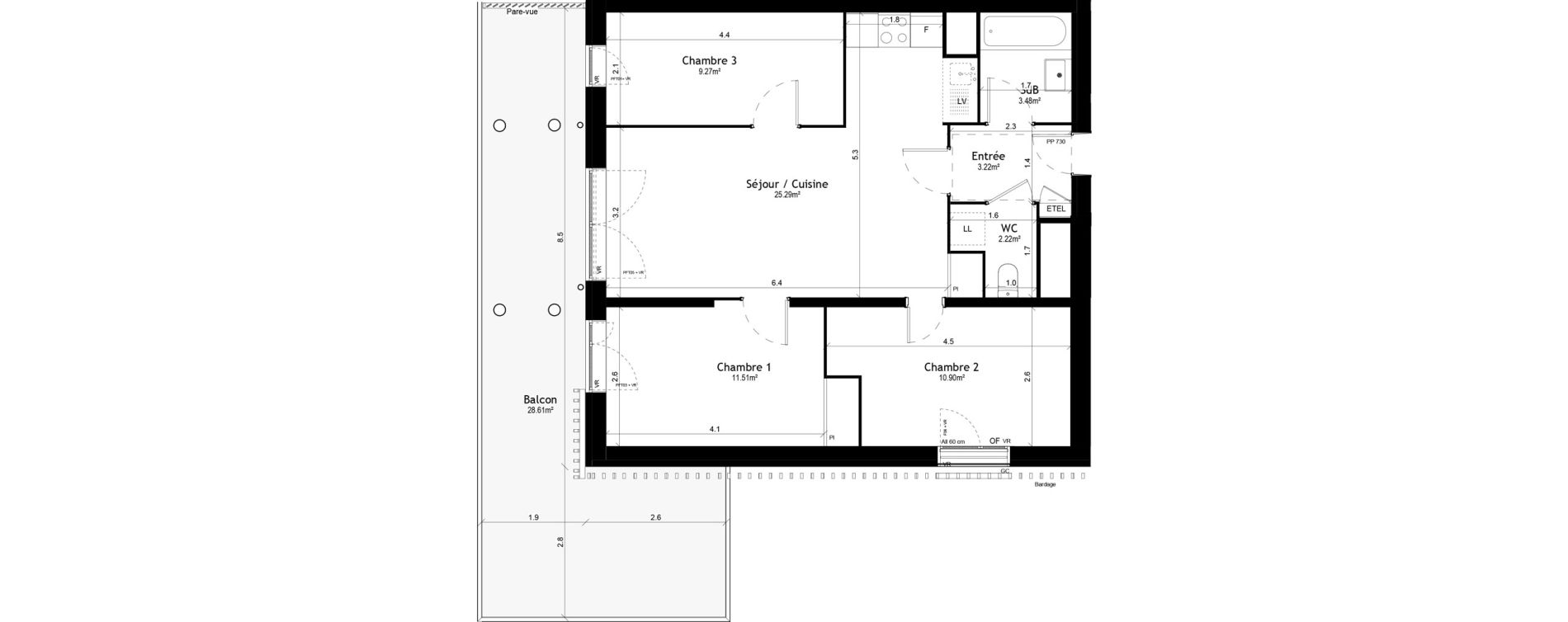 Appartement T4 de 65,89 m2 &agrave; Vigneux-Sur-Seine Les tours