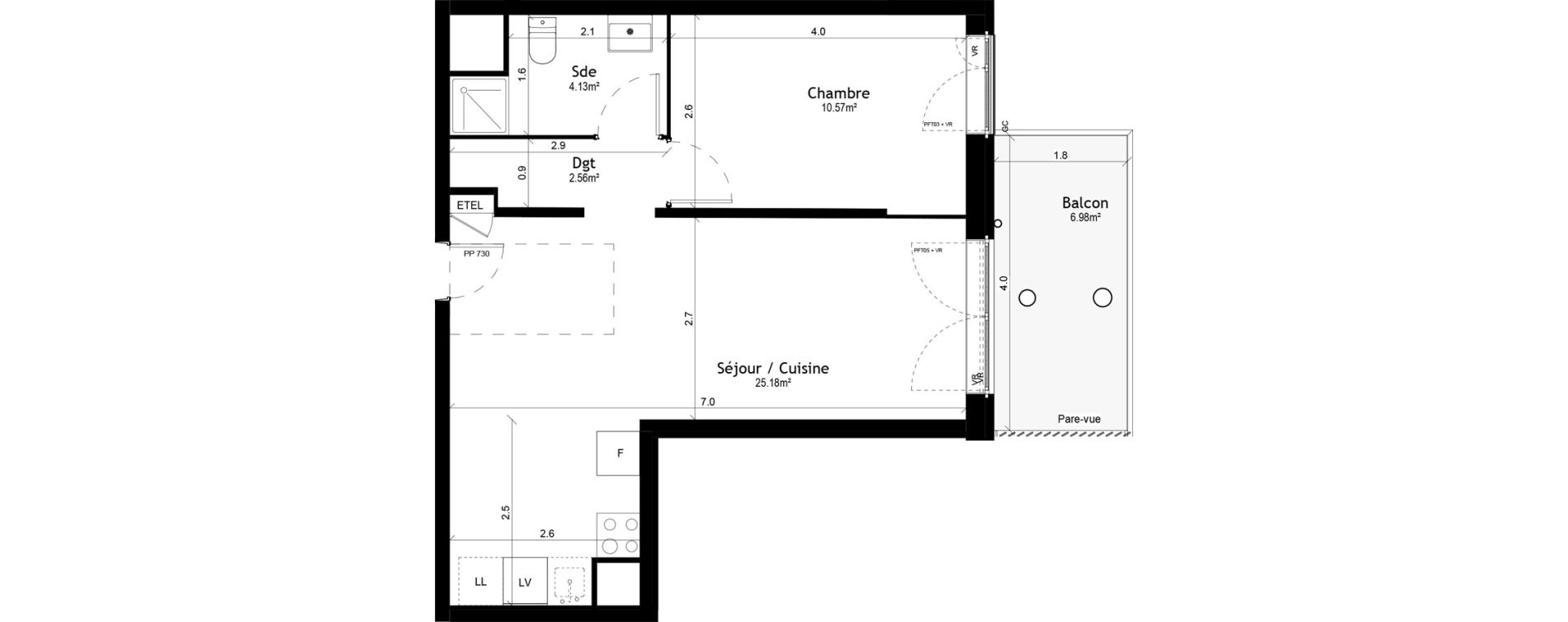 Appartement T2 de 42,44 m2 &agrave; Vigneux-Sur-Seine Les tours