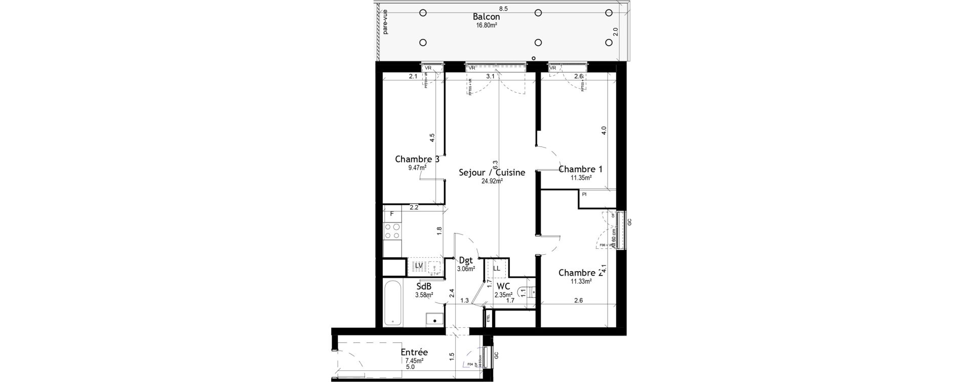 Appartement T4 de 73,51 m2 &agrave; Vigneux-Sur-Seine Les tours