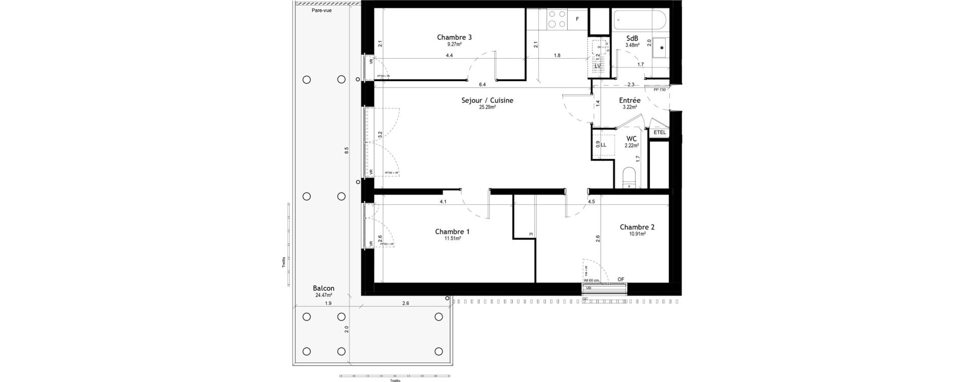 Appartement T4 de 65,90 m2 &agrave; Vigneux-Sur-Seine Les tours