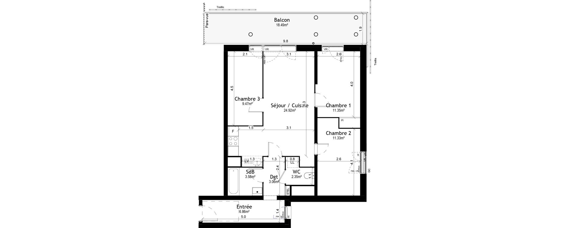 Appartement T4 de 72,92 m2 &agrave; Vigneux-Sur-Seine Les tours