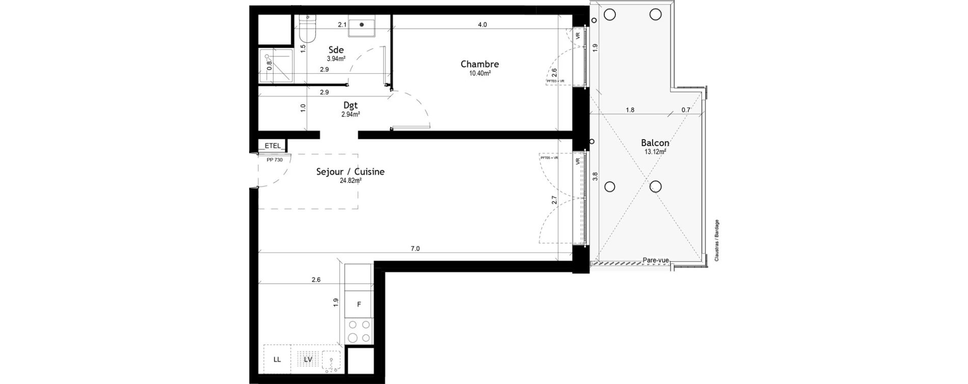 Appartement T2 de 42,10 m2 &agrave; Vigneux-Sur-Seine Les tours