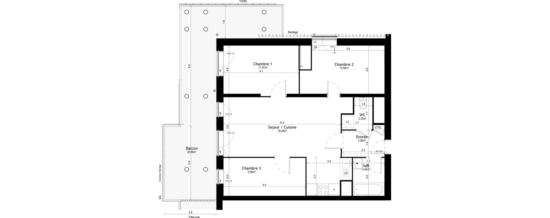 Appartement T4 de 66,11 m2 &agrave; Vigneux-Sur-Seine Les tours