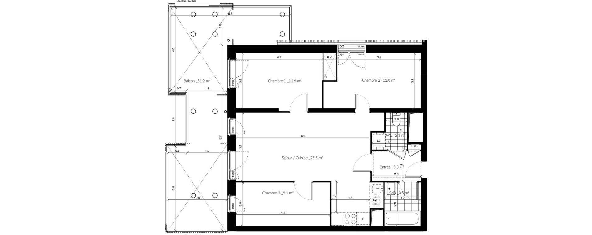 Appartement T4 de 66,10 m2 &agrave; Vigneux-Sur-Seine Les tours