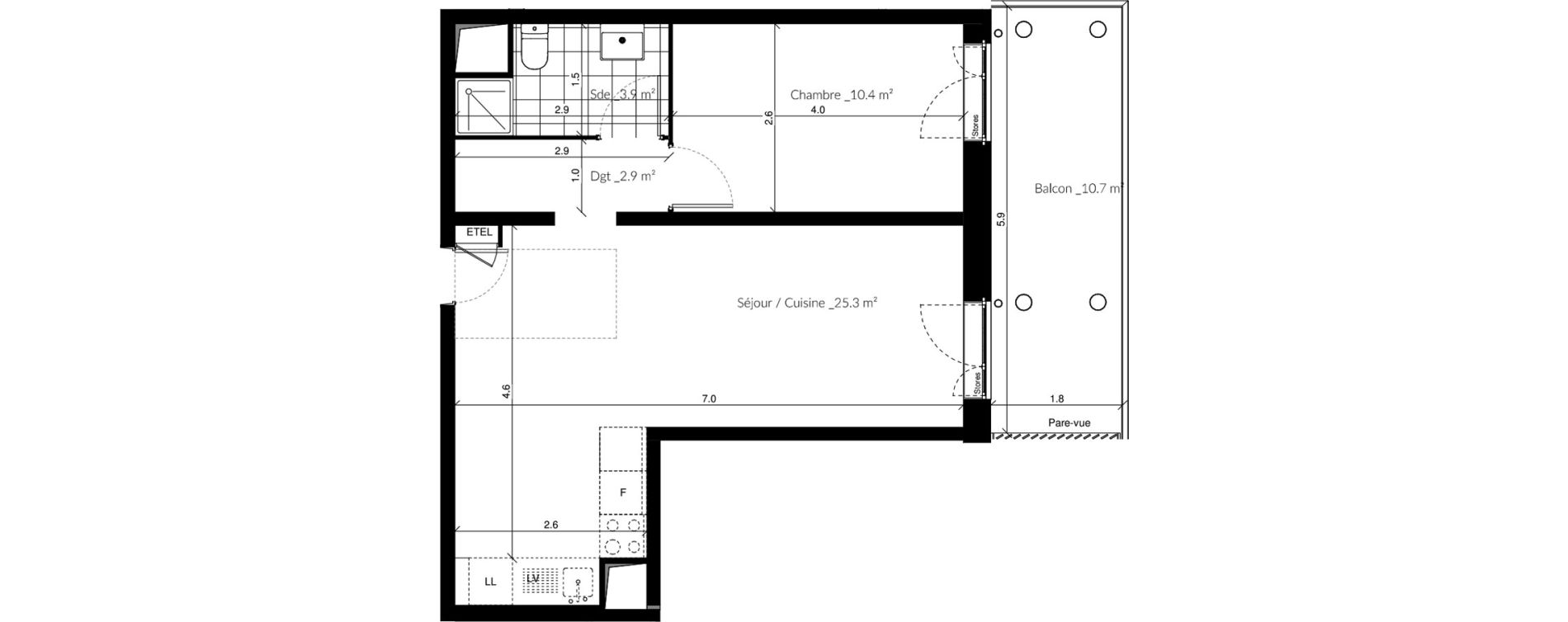 Appartement T2 de 42,50 m2 &agrave; Vigneux-Sur-Seine Les tours