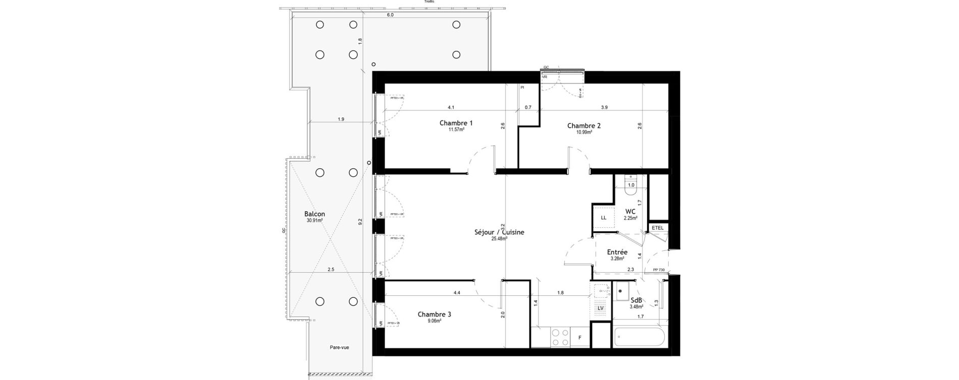 Appartement T4 de 66,11 m2 &agrave; Vigneux-Sur-Seine Les tours