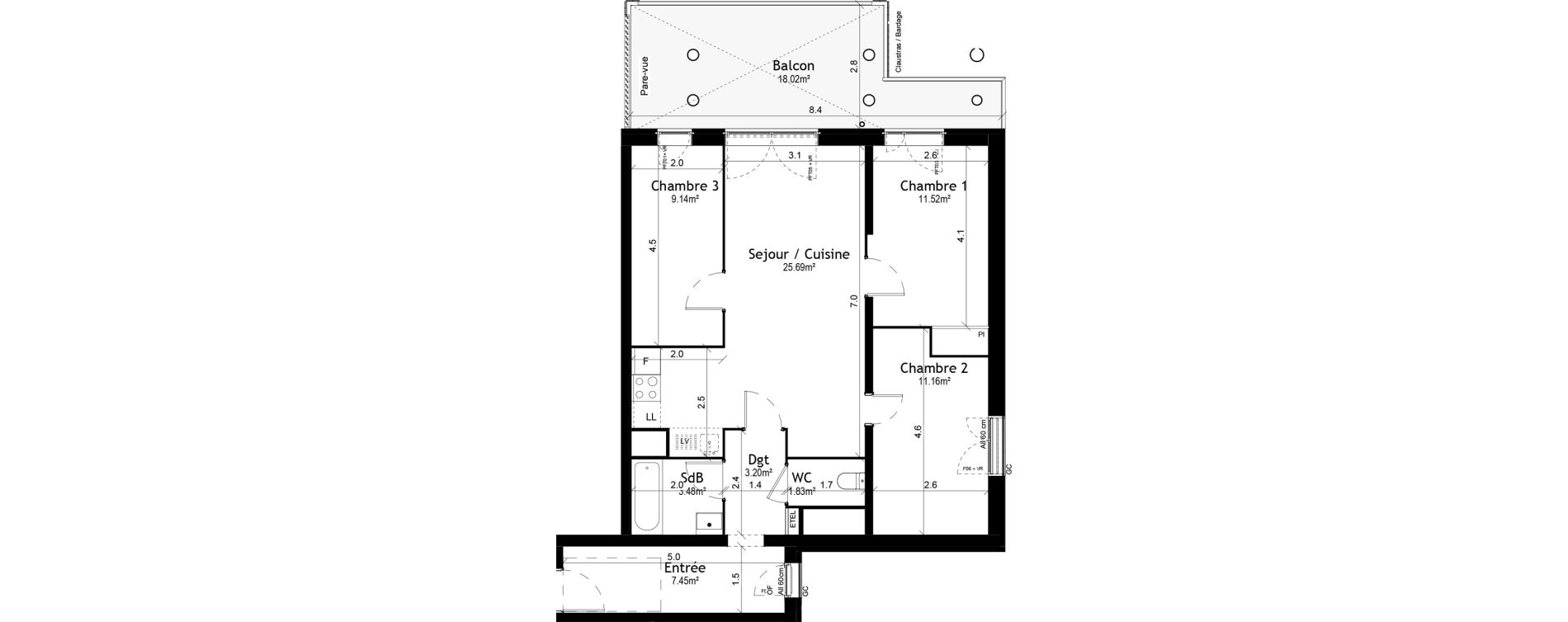 Appartement T4 de 73,47 m2 &agrave; Vigneux-Sur-Seine Les tours