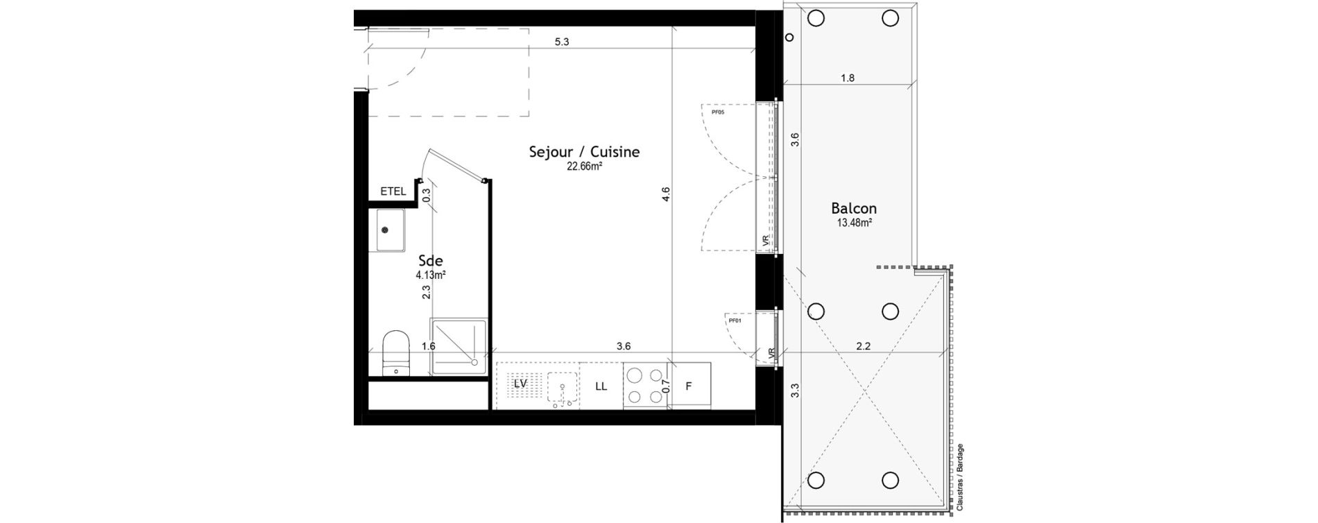 Appartement T1 de 26,79 m2 &agrave; Vigneux-Sur-Seine Les tours