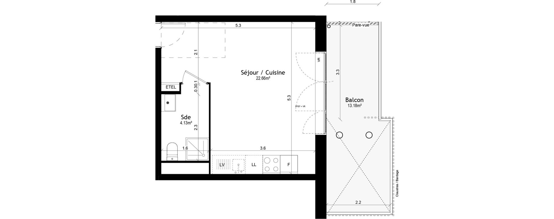 Appartement T1 de 26,79 m2 &agrave; Vigneux-Sur-Seine Les tours