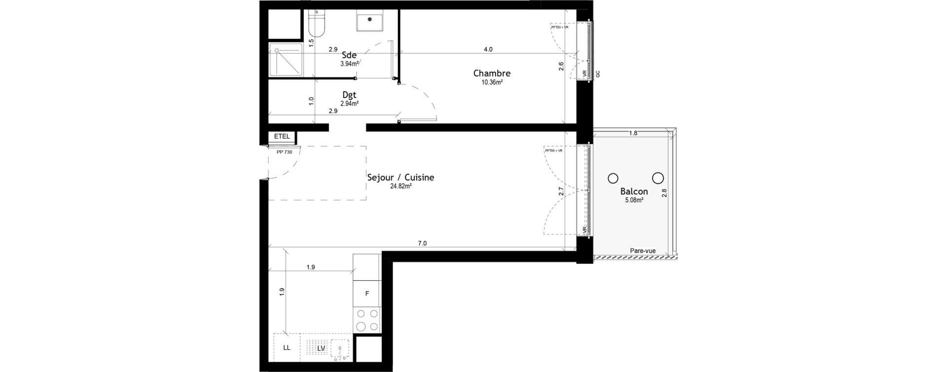 Appartement T2 de 42,06 m2 &agrave; Vigneux-Sur-Seine Les tours