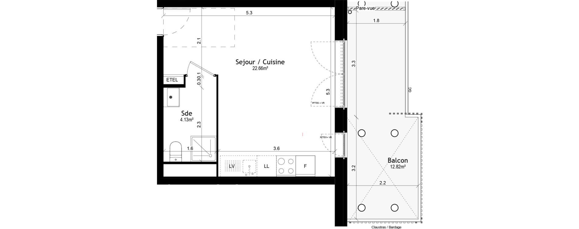 Appartement T1 de 26,79 m2 &agrave; Vigneux-Sur-Seine Les tours