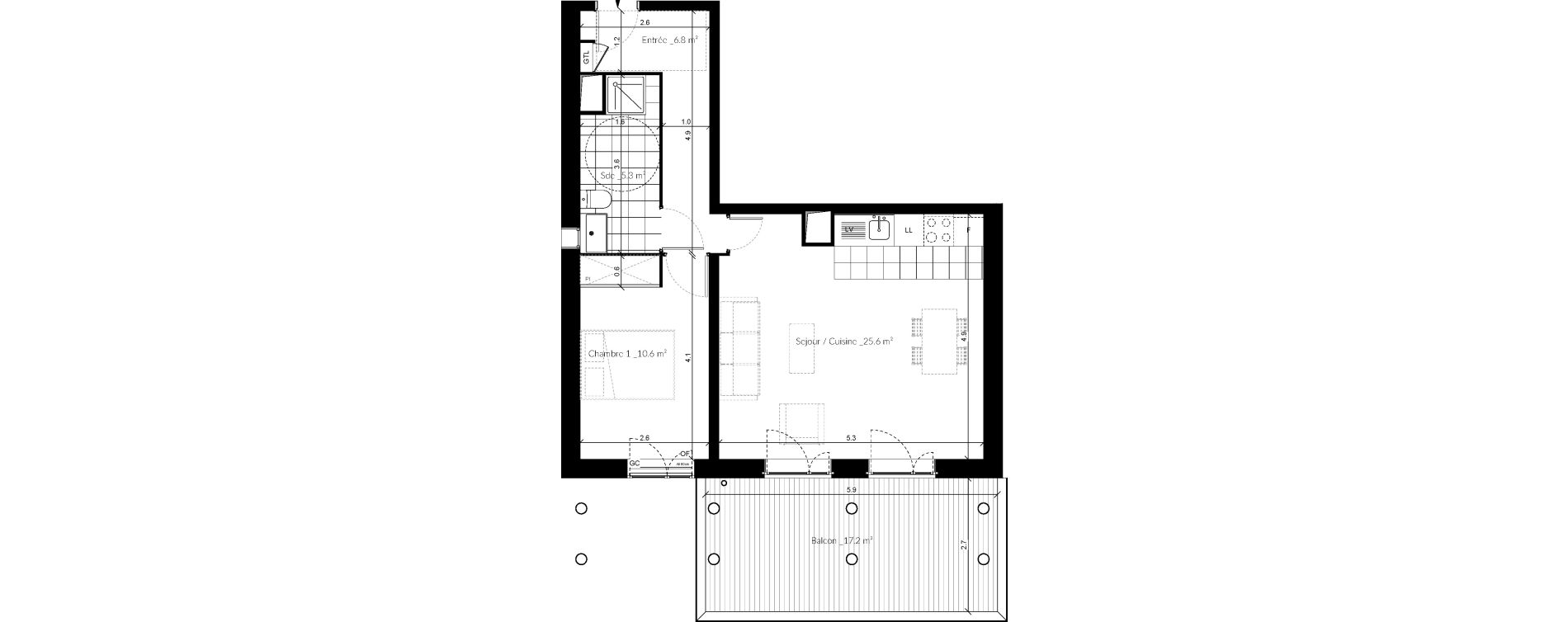 Appartement T2 de 48,30 m2 &agrave; Vigneux-Sur-Seine La croix blanche
