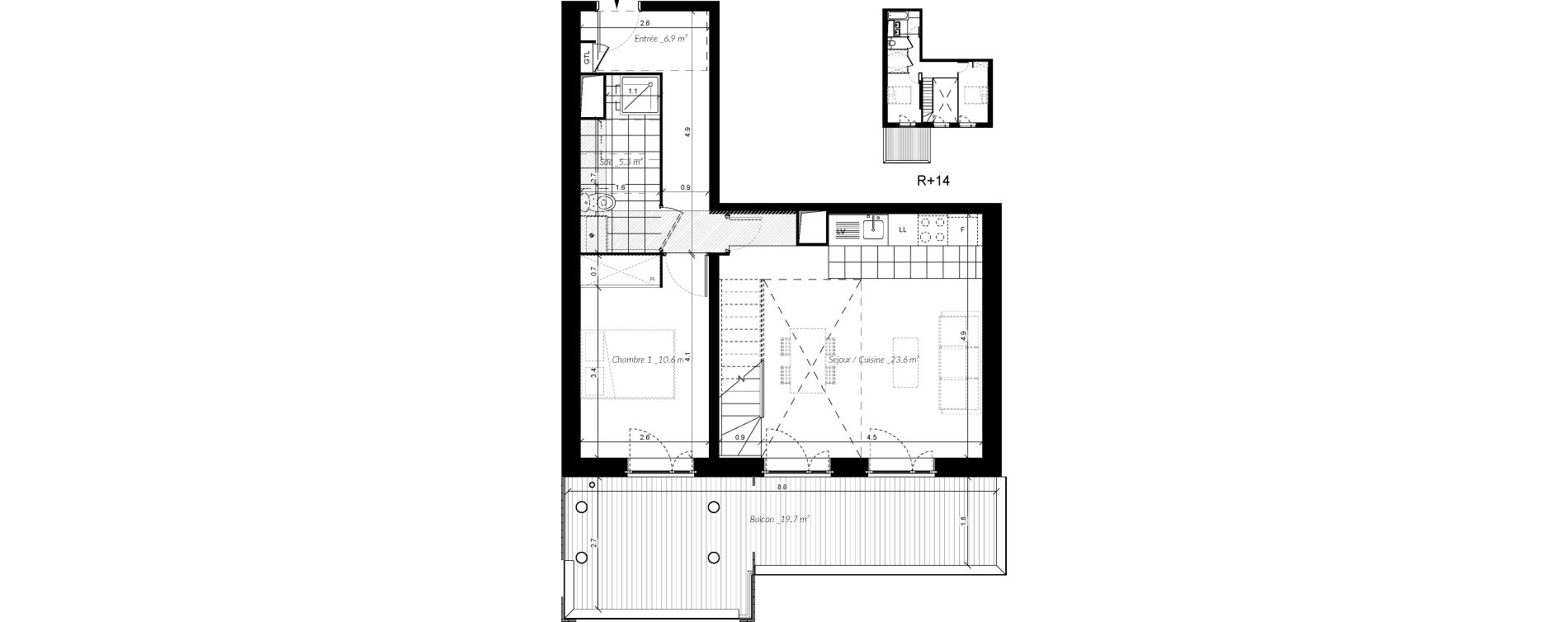 Duplex T4 de 84,50 m2 &agrave; Vigneux-Sur-Seine La croix blanche