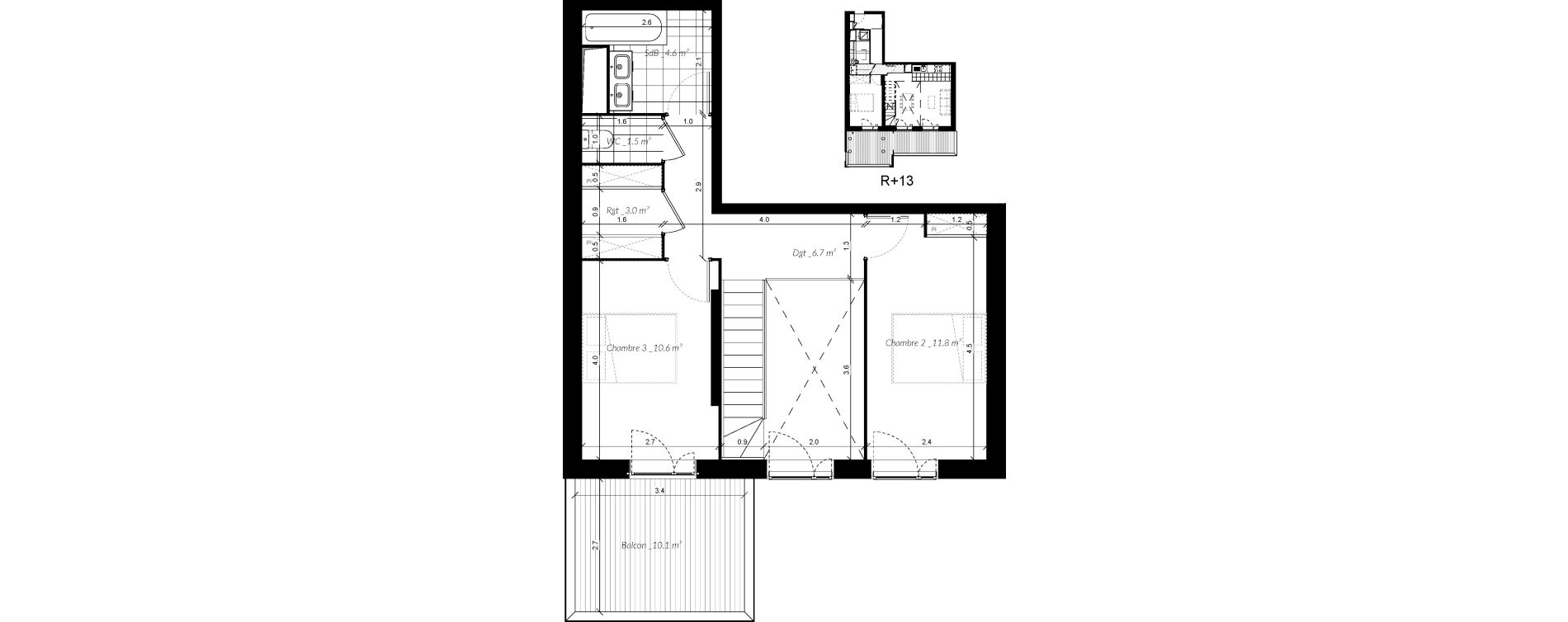Duplex T4 de 84,50 m2 &agrave; Vigneux-Sur-Seine La croix blanche