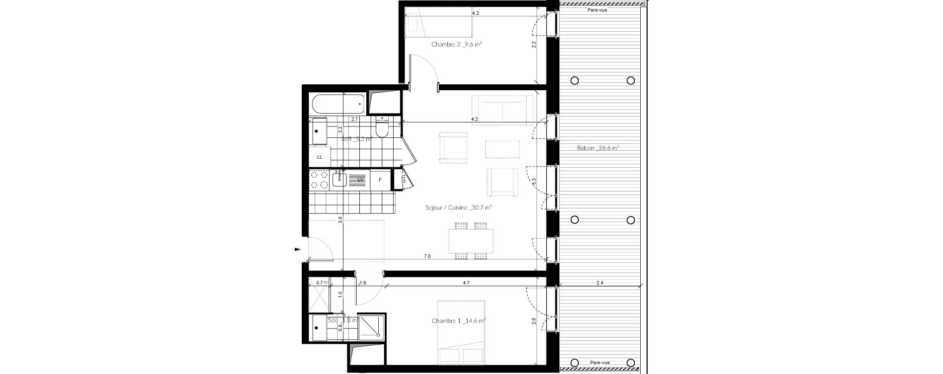 Appartement T3 de 61,90 m2 &agrave; Vigneux-Sur-Seine La croix blanche