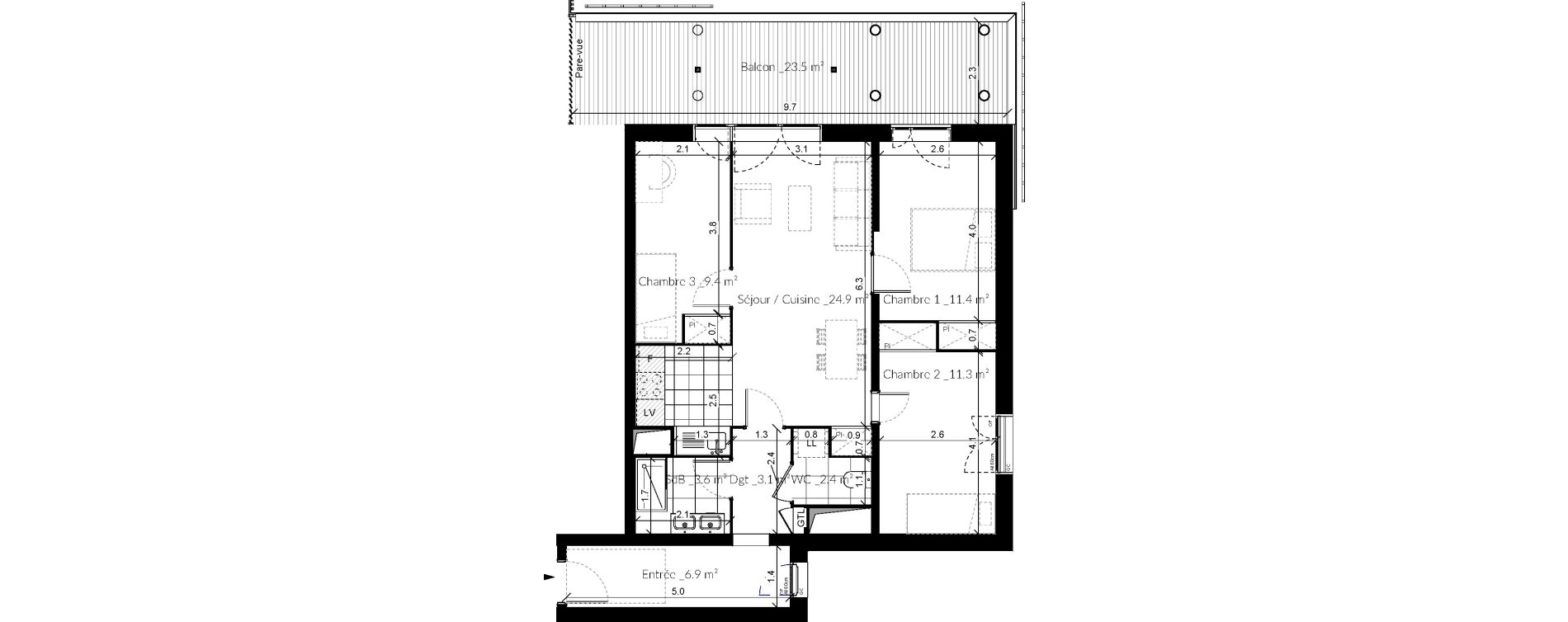 Appartement T4 de 72,90 m2 &agrave; Vigneux-Sur-Seine La croix blanche