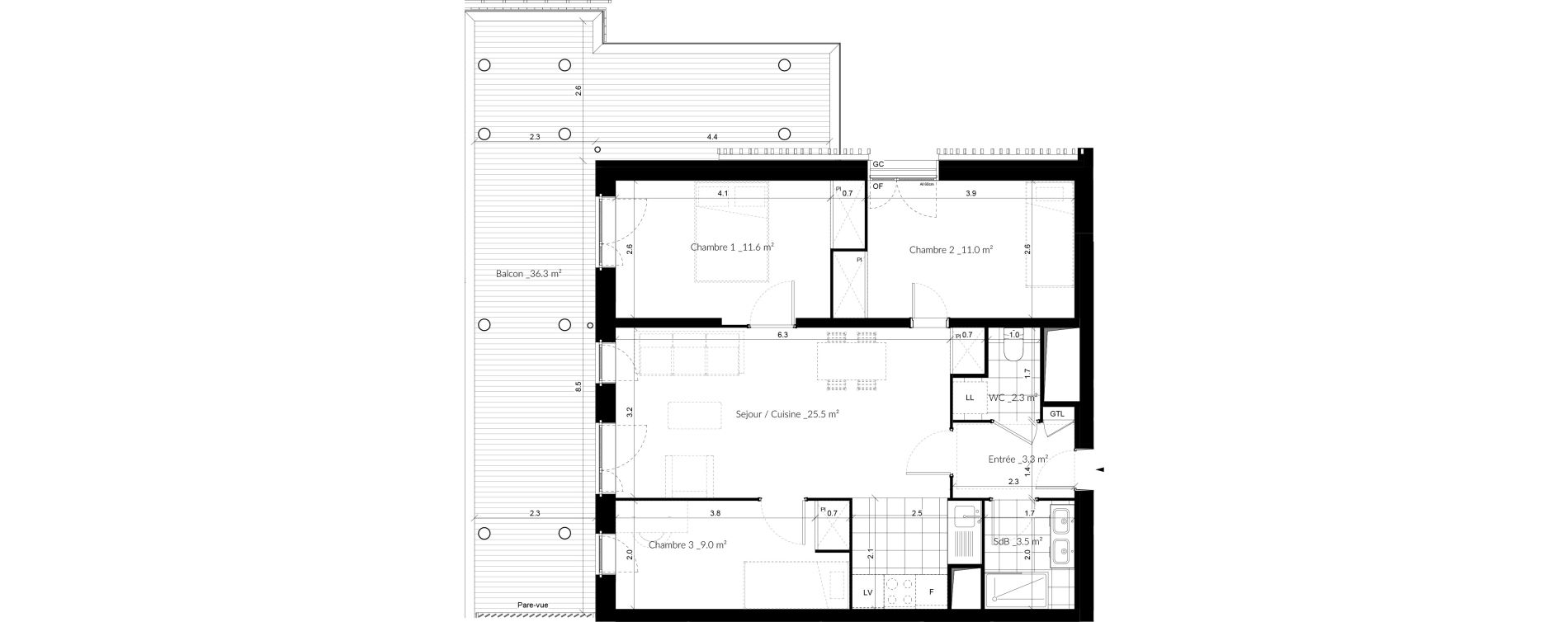 Appartement T4 de 66,10 m2 &agrave; Vigneux-Sur-Seine La croix blanche
