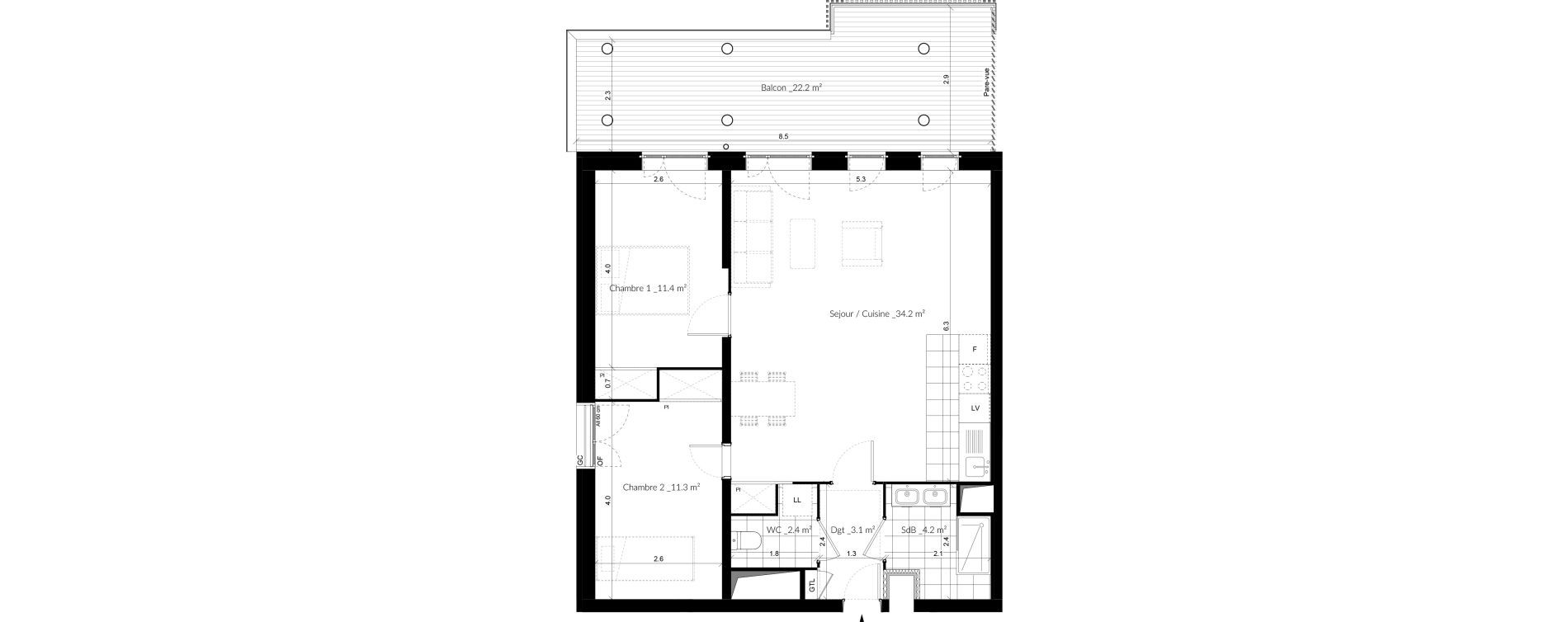 Appartement T3 de 66,50 m2 &agrave; Vigneux-Sur-Seine La croix blanche