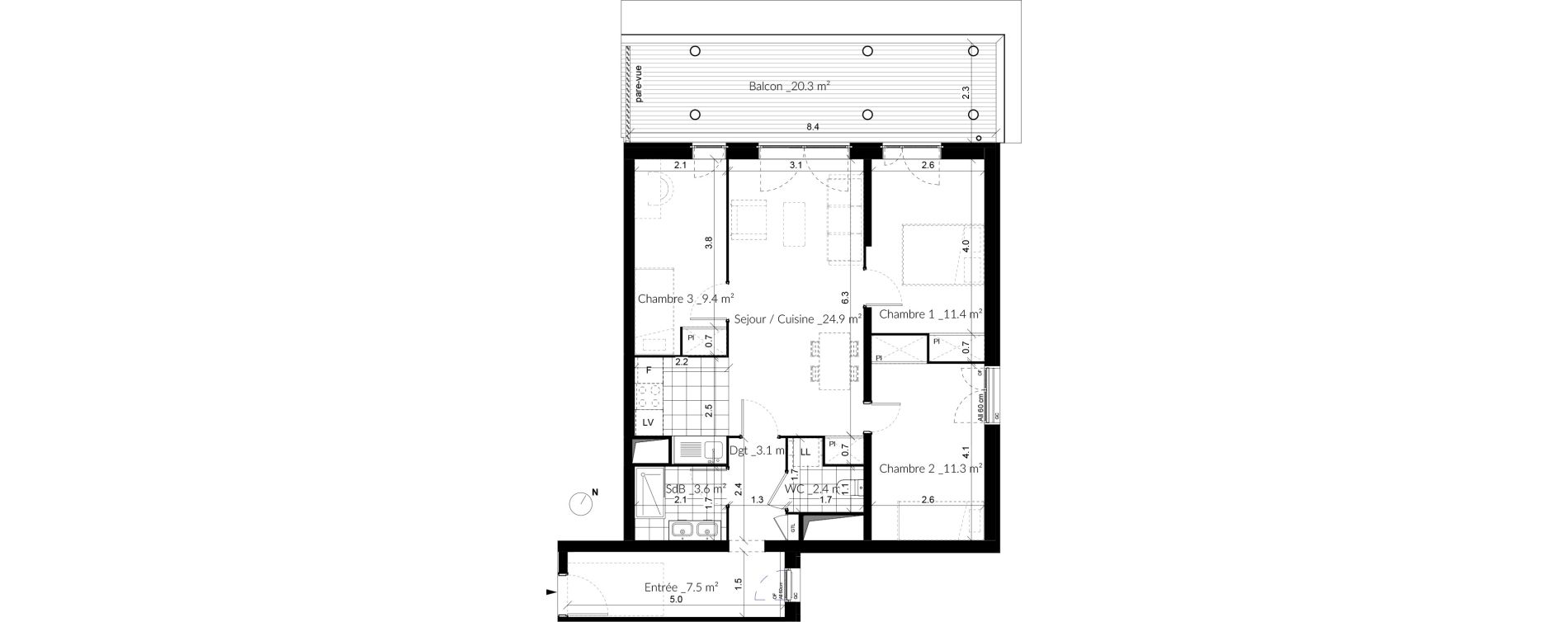 Appartement T4 de 73,50 m2 &agrave; Vigneux-Sur-Seine La croix blanche