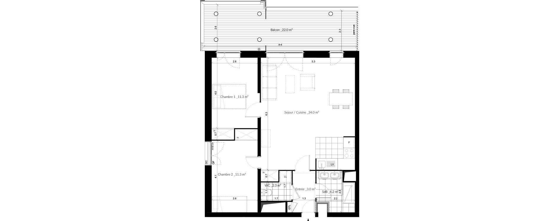 Appartement T3 de 66,10 m2 &agrave; Vigneux-Sur-Seine La croix blanche