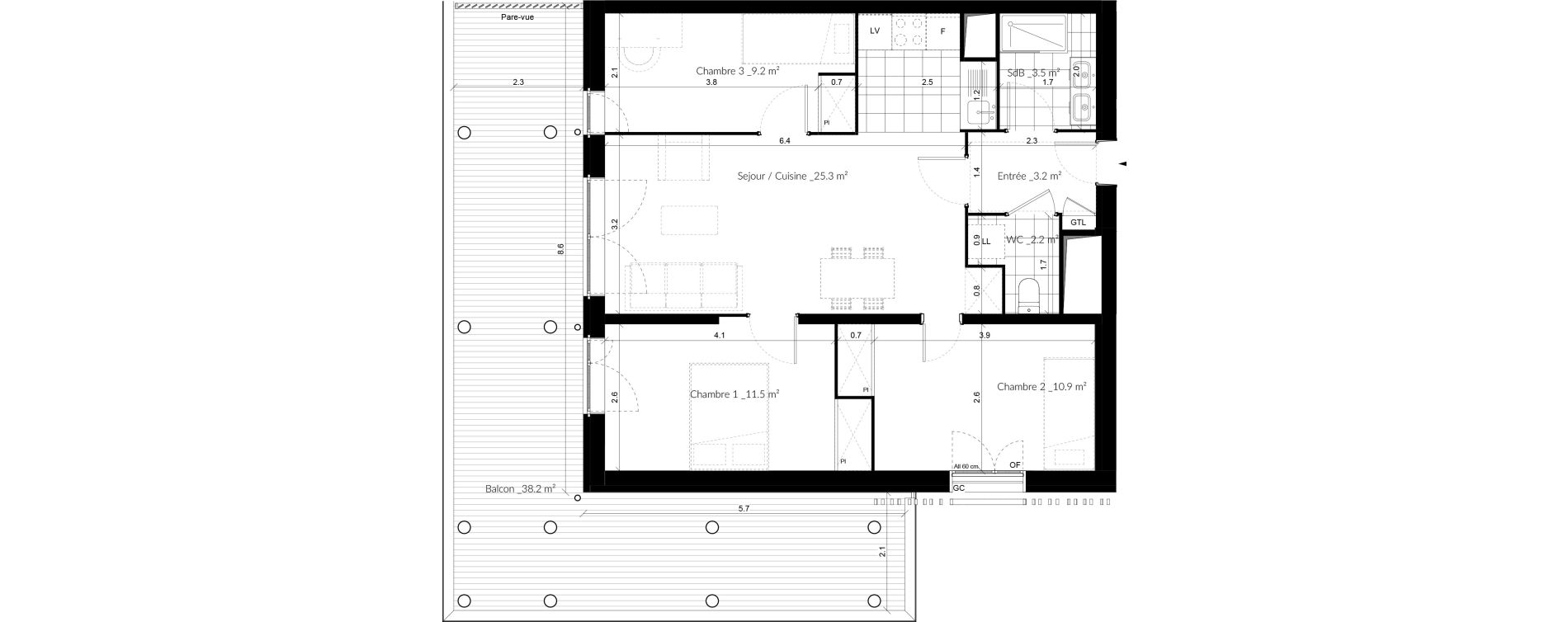 Appartement T4 de 65,90 m2 &agrave; Vigneux-Sur-Seine La croix blanche