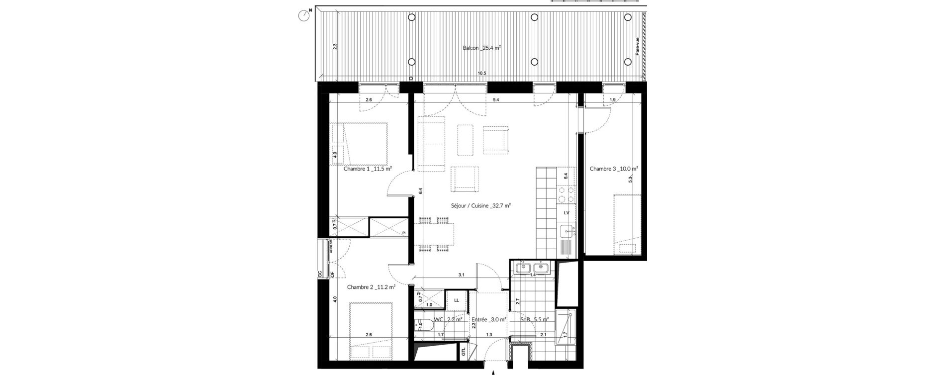 Appartement T4 de 76,20 m2 &agrave; Vigneux-Sur-Seine La croix blanche