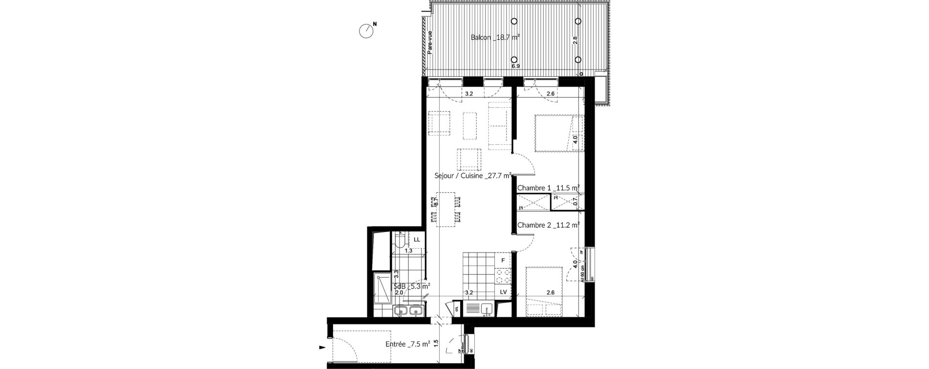 Appartement T3 de 63,10 m2 &agrave; Vigneux-Sur-Seine La croix blanche
