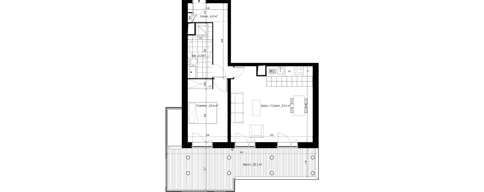 Appartement T2 de 48,30 m2 &agrave; Vigneux-Sur-Seine La croix blanche