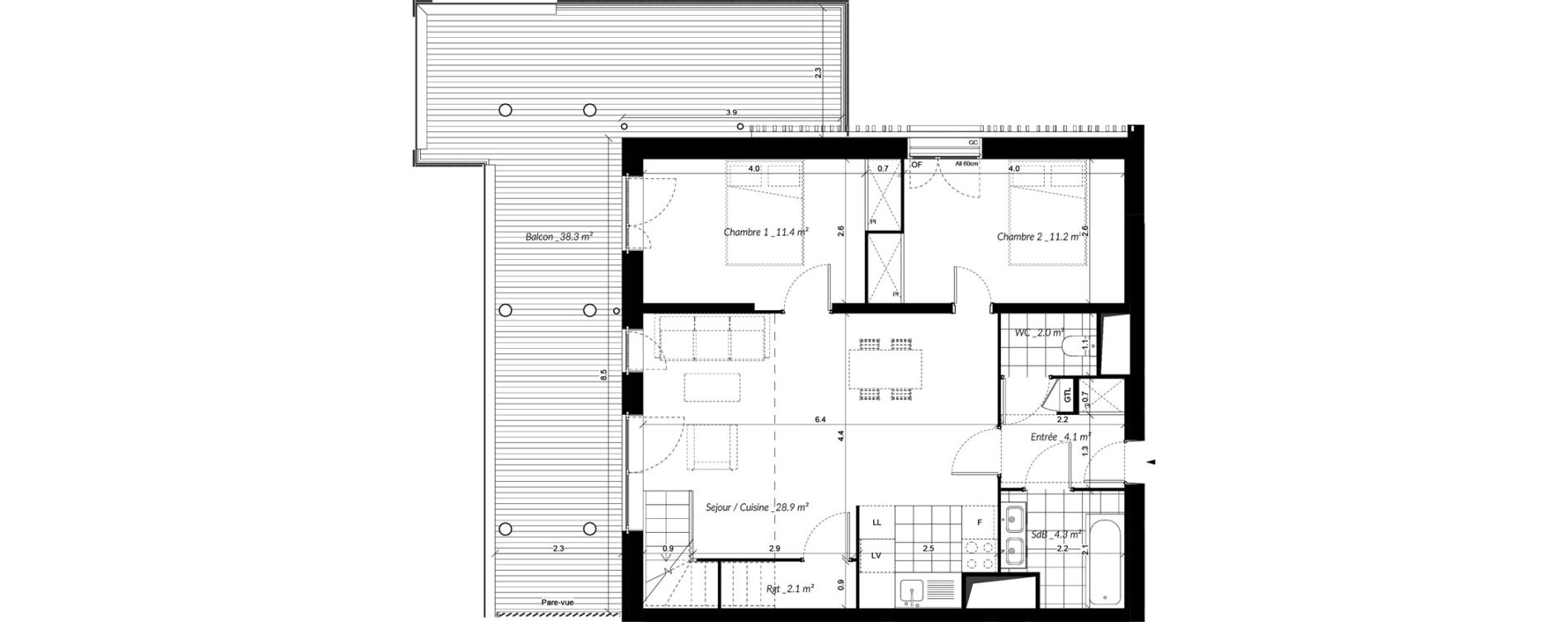 Duplex T5 de 107,00 m2 &agrave; Vigneux-Sur-Seine La croix blanche