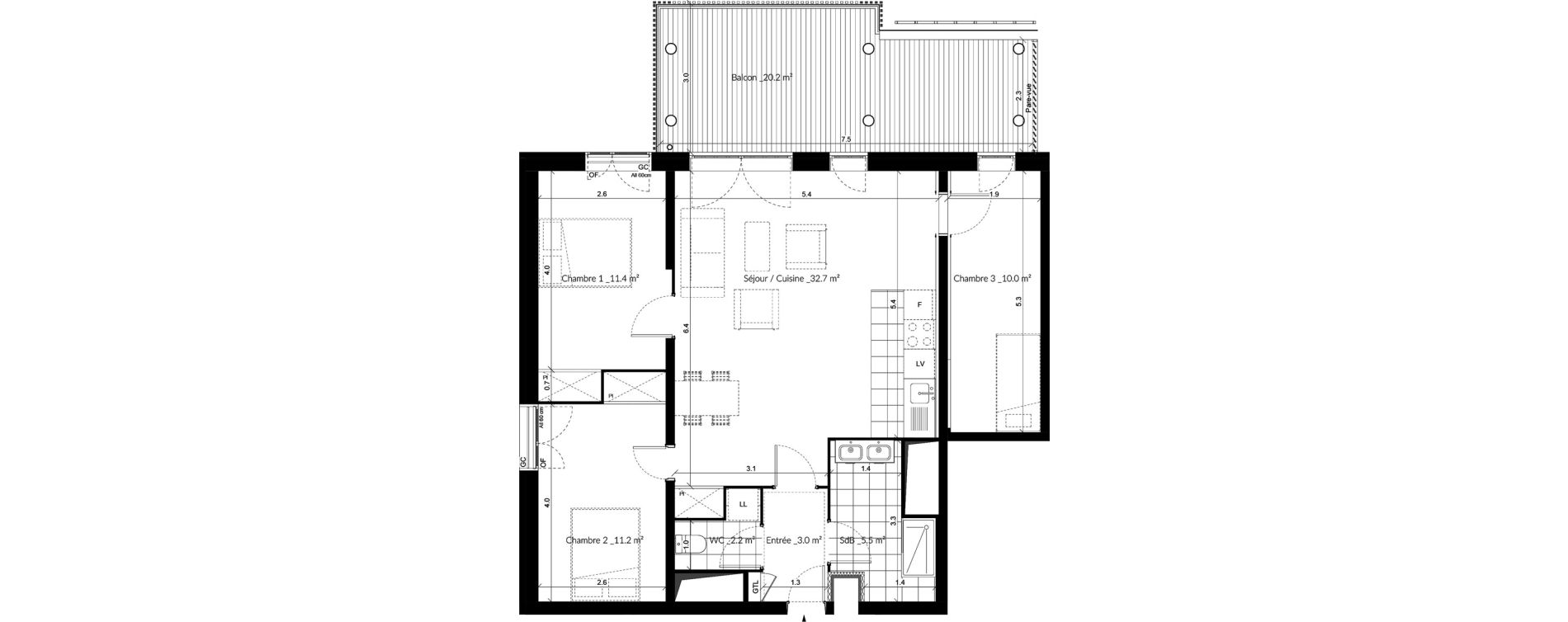 Appartement T4 de 76,10 m2 &agrave; Vigneux-Sur-Seine La croix blanche