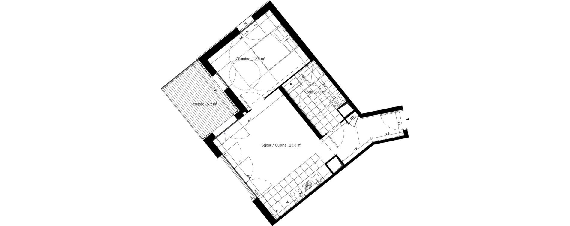 Appartement T2 de 43,70 m2 &agrave; Vigneux-Sur-Seine La croix blanche