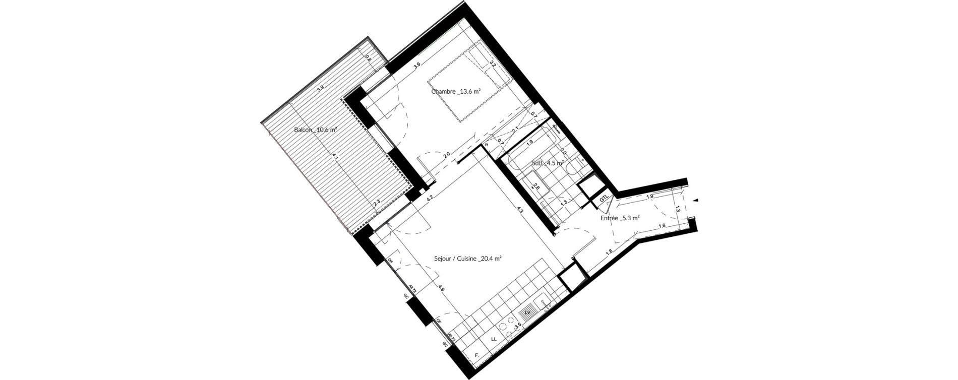 Appartement T2 de 43,70 m2 &agrave; Vigneux-Sur-Seine La croix blanche