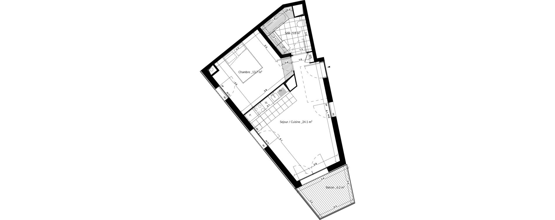 Appartement T2 de 43,50 m2 &agrave; Vigneux-Sur-Seine La croix blanche