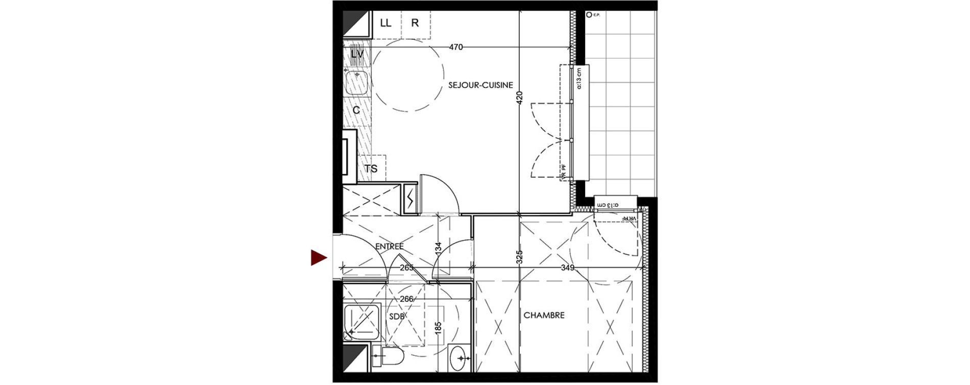 Appartement T2 de 38,39 m2 &agrave; Vigneux-Sur-Seine La croix blanche