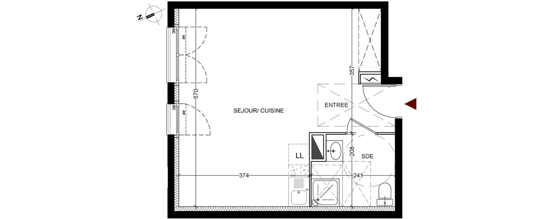 Studio de 33,68 m2 &agrave; Vigneux-Sur-Seine La croix blanche