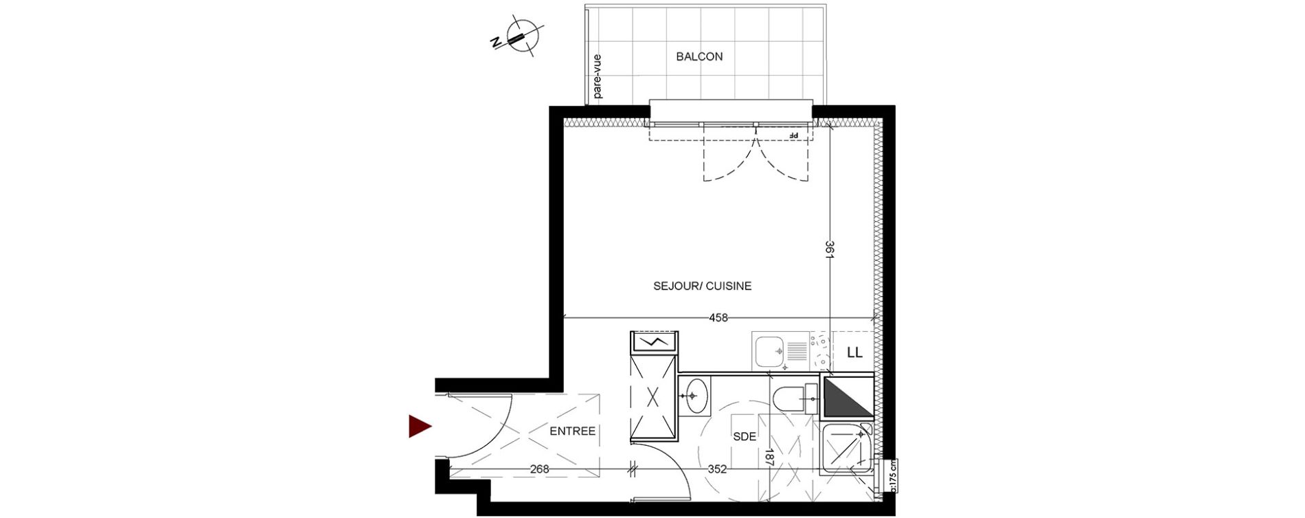 Studio de 26,80 m2 &agrave; Vigneux-Sur-Seine La croix blanche