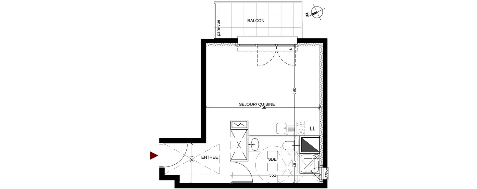 Studio de 26,80 m2 &agrave; Vigneux-Sur-Seine La croix blanche