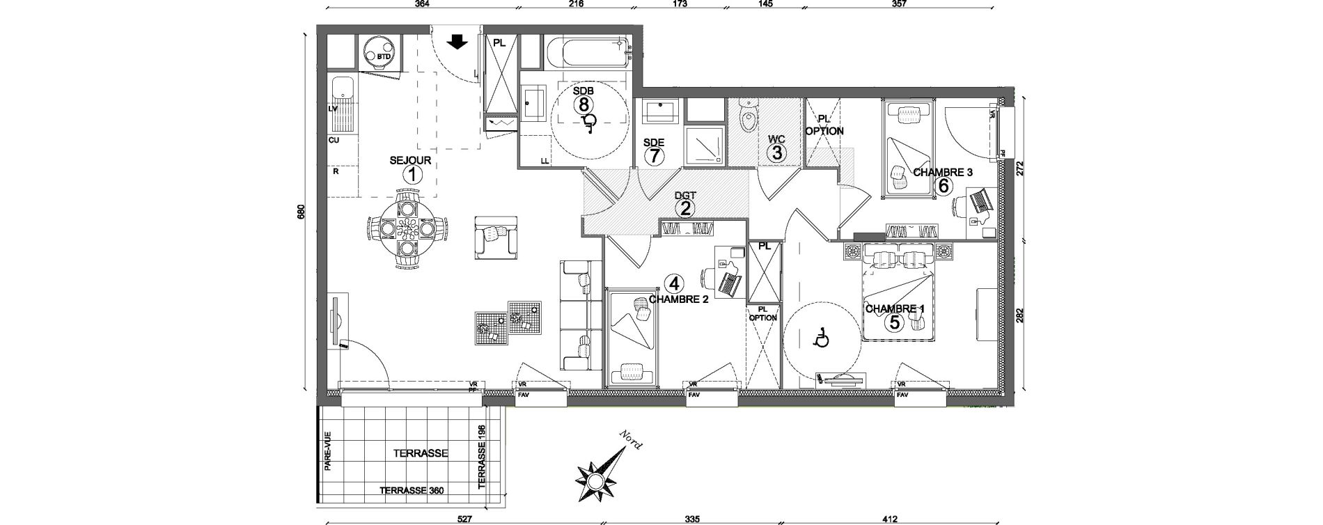 Appartement T4 de 75,80 m2 &agrave; Villab&eacute; Centre